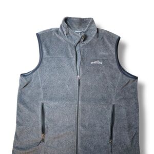 Men's XXL Eddie Bauer Charcoal Gray Fleece Vest, Mock Neck Zipper Pockets
